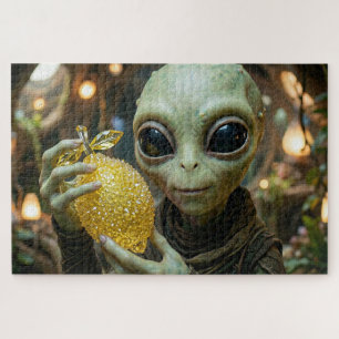 Extraterrestrial Alien and Crystalline Lemon Jigsaw Puzzle
