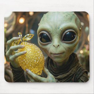 Extraterrestrial Alien and Crystalline Lemon Mouse Pad