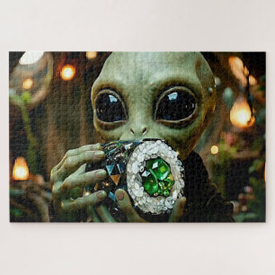 Extraterrestrial Alien and Crystalline Sushi Jigsaw Puzzle