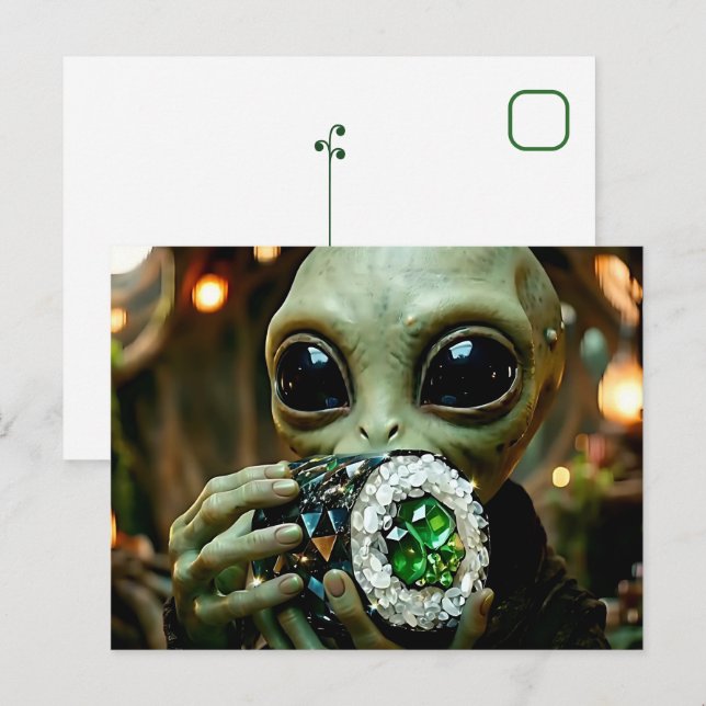 Extraterrestrial Alien and Crystalline Sushi Postcard (Front/Back)
