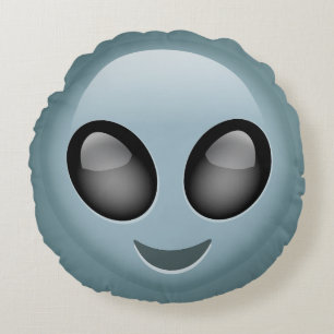 Extraterrestrial Alien Emoji Round Cushion