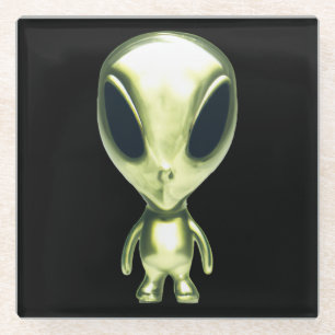 Extraterrestrial Alien Metallic Glass Coaster 