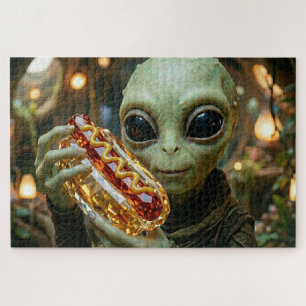 Extraterrestrial Alien with Crystalline Hotdog Jigsaw Puzzle