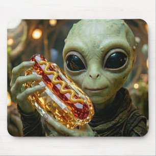 Extraterrestrial Alien with Crystalline Hotdog  Mouse Pad