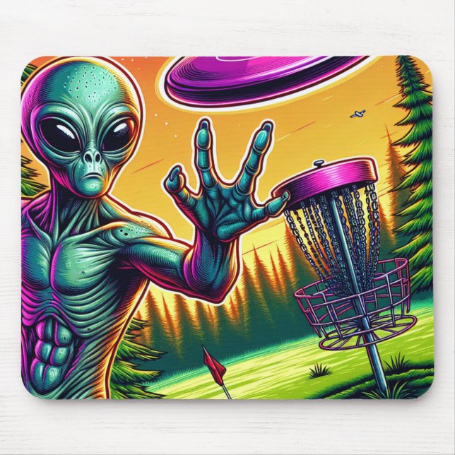 Extraterrestrial and Flying Disc Golf Saucer Mouse Pad (Front)