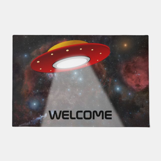 Extraterrestrial Flying Saucer UFO Doormat (Front)