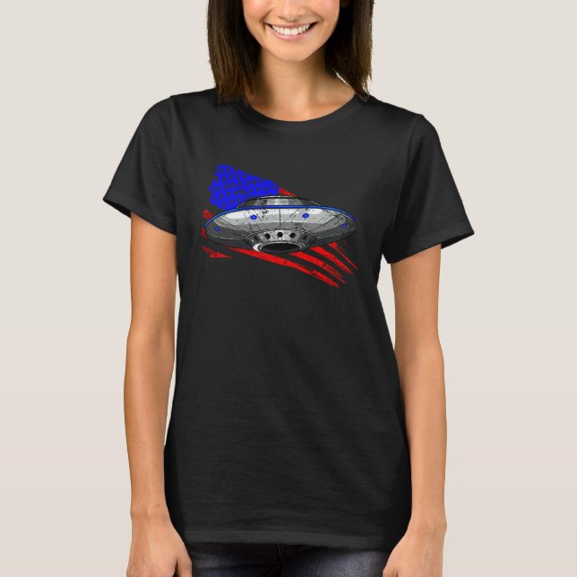Extraterrestrial Space Craft American Flag Men Wom T-Shirt (Front)