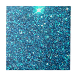 Extravagant Blue Glitter Shine Ceramic Tile