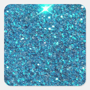 Extravagant Blue Glitter Shine Square Sticker