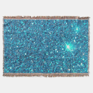 Extravagant Blue Glitter Shine Throw Blanket