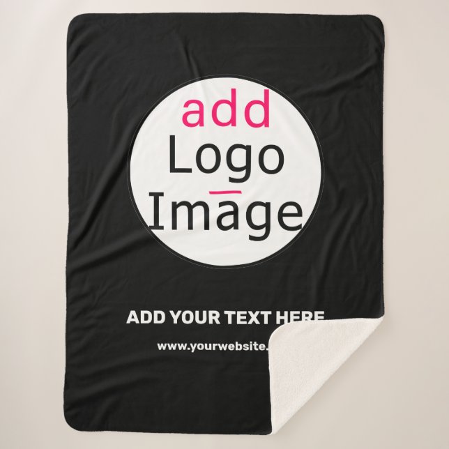 Extravagant Business Chic Custom Black Large Sherpa Blanket (Front)
