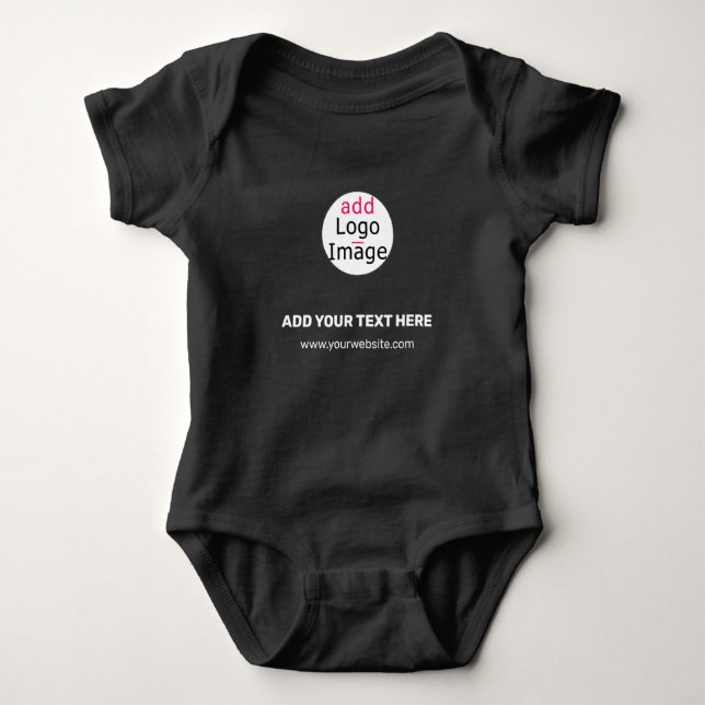 Extravagant Business Chic Customisable Logo Black Baby Bodysuit (Front)