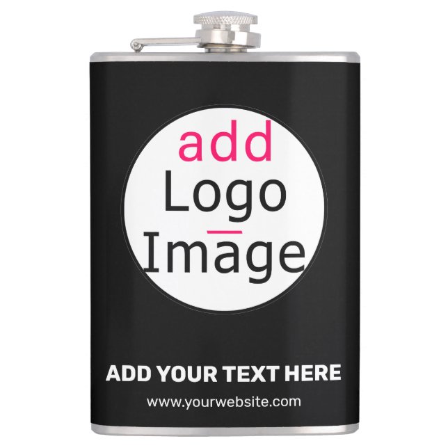 Extravagant Business Chic Customisable Logo Black Hip Flask (Front)