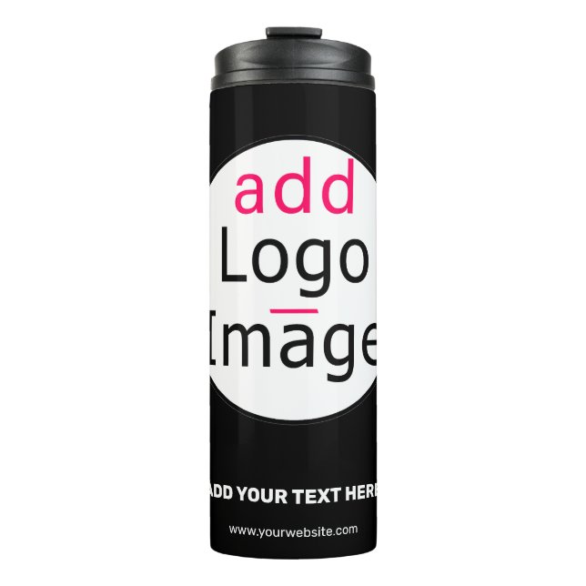 Extravagant Business Chic Customisable Logo Black  Thermal Tumbler (Front)