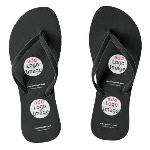Extravagant Business Chic Customisable Logo Black Thongs