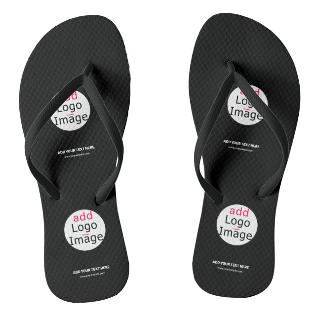 Extravagant Business Chic Customisable Logo Black Thongs (Footbed)