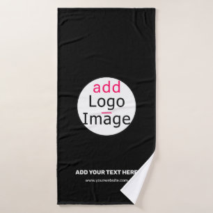 Extravagant Business Chic Customizable Logo Black  Bath Towel
