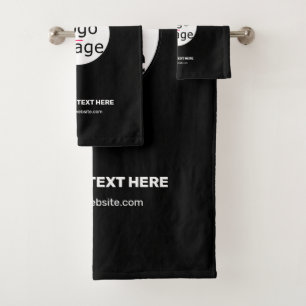 Extravagant Business Chic Customizable Logo Black  Bath Towel Set