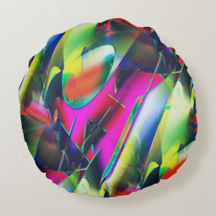 Extravagant colours of abstract and showy shapes   round cushion