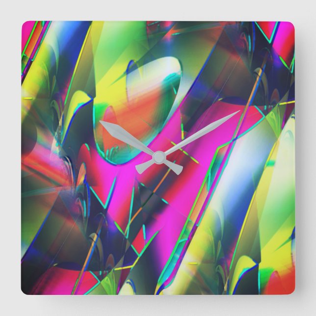 Extravagant colours of abstract and showy shapes  square wall clock (Front)