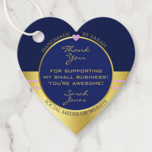 Extravagant Dark Blue and Gold Packaging Thank You Favour Tags