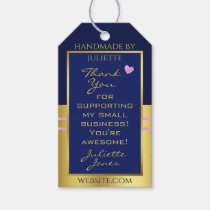 Extravagant Dark Blue and Gold Packaging Thank You Gift Tags