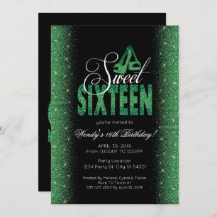 Extravagant Emerald Sweet 16 Party Invitations