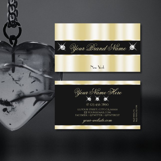 Extravagant Gold Black Sparkling Diamonds Luxury Business Card (Creator Uploaded)