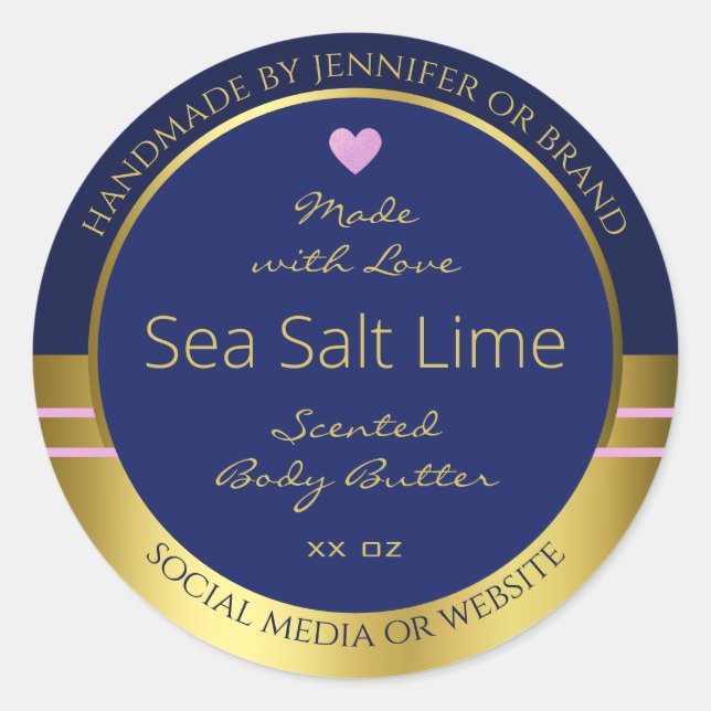 Extravagant Product Packaging Labels Blue and Gold (Front)