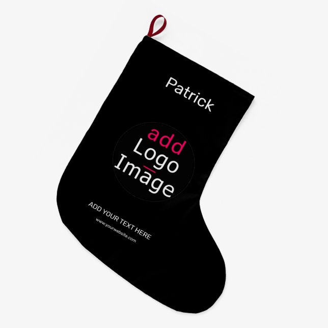 Extravagant Professional Business Custom Black Large Christmas Stocking (Front (Hanging))