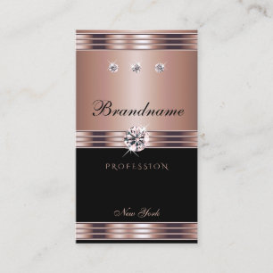 Extravagant Rose Gold Black Dazzling Rhinestones Business Card