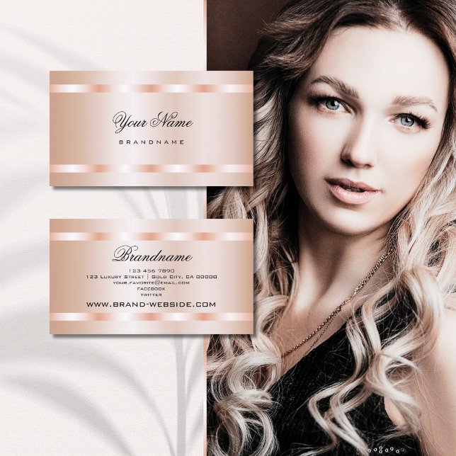 Extravagant Rose Gold Coloured Professional Stylis Business Card (Creator Uploaded)