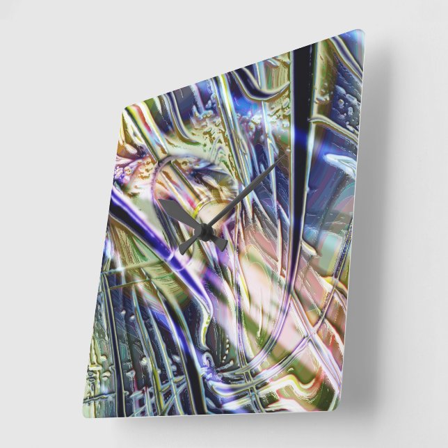Extravagant traces in mix of rustic and luminosity square wall clock (Angle)