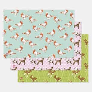 extravantes Taubendekor , Bambi und Pudelmuster  Wrapping Paper Sheet