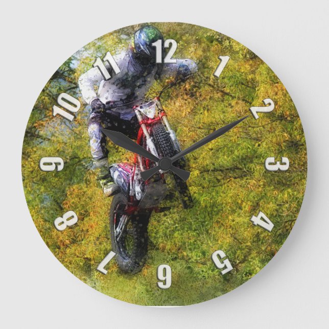 Extreme Biker - Dirt Bike Rider Large Clock (Front)