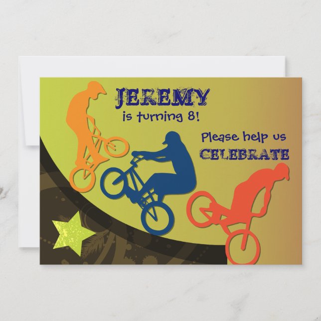 Extreme Biking Custom BIrthday Invitation (Front)