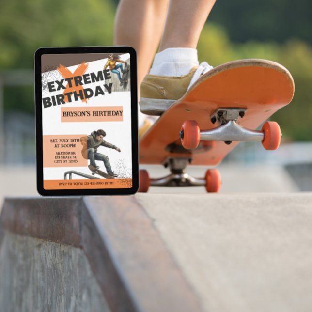 Extreme Birthday Skateboard  Invitation (Creator Uploaded)