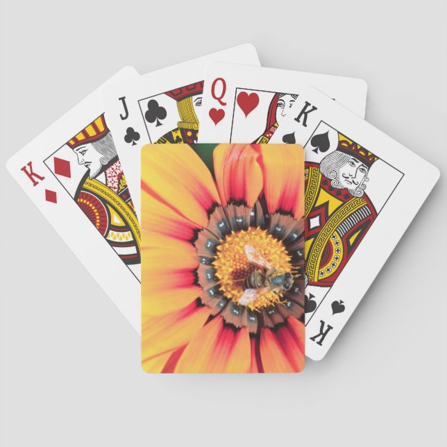 Extreme Close-Up Of A Bee Collecting Pollen Playing Cards (Back)