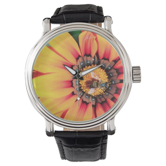 Extreme Close-Up Of A Bee Collecting Pollen Watch (Front)