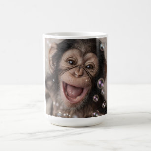 Extreme Close-Up of Happy Baby Chimpanzee Coffee Mug
