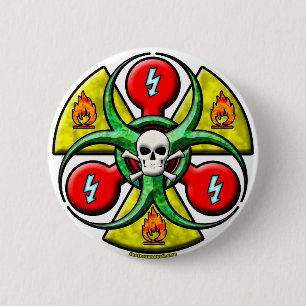 Extreme Danger Warning 6 Cm Round Badge
