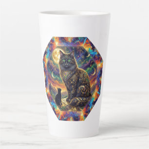 Extreme Fantasy Image of 2 Cats In Sci Fi Setting Latte Mug