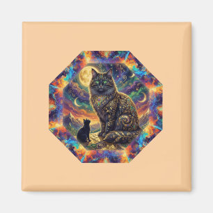 Extreme Fantasy Image of 2 Cats In Sci Fi Setting Magnet