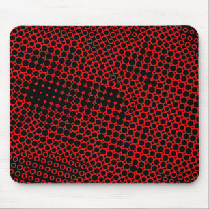 Extreme Half Tone - Black on Red Mouse Pad