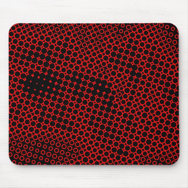 Extreme Half Tone - Black on Red Mouse Pad (Front)