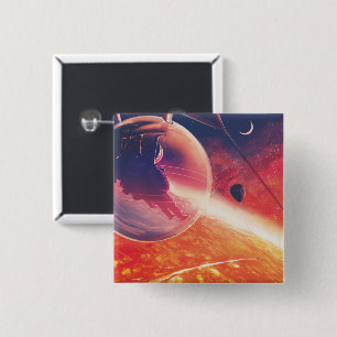 Extreme Hot Air Balloon on Volcanic Hellscape 15 Cm Square Badge