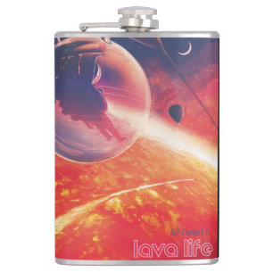 Extreme Hot Air Balloon on Volcanic Hellscape Hip Flask