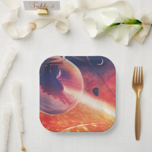 Extreme Hot Air Balloon on Volcanic Hellscape Paper Plate