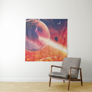 Extreme Hot Air Balloon on Volcanic Hellscape Tapestry