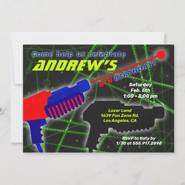 Extreme Laser Tag Boy's Birthday Party Invitation (Front)